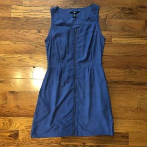 Preowned H&M Dark Blue Silk Zip Front Dress - Women's 6 - Great Condition